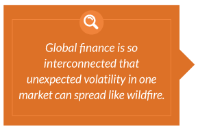 Global finance is so interconnected that unexpected volatility in one market can spread like wildfire.