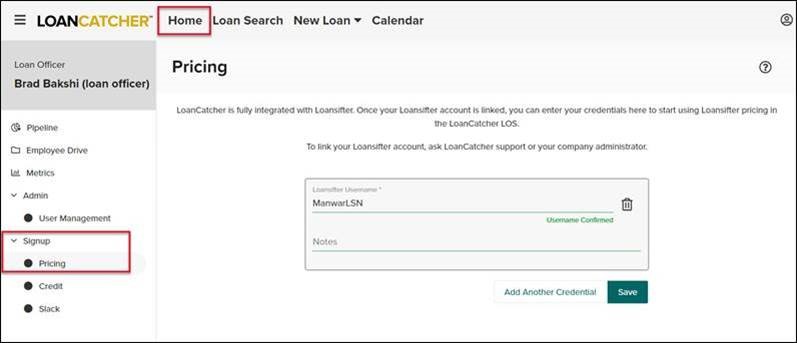 LoanCatcher Credentials